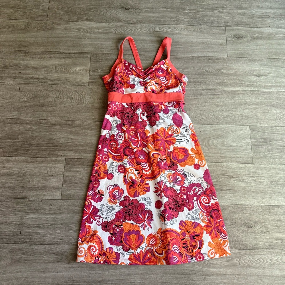 PrAna Amaya floral athletic shelf bra athleisure dress size small